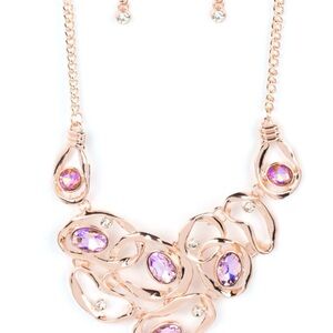 Elegant Rose Gold and Purple Necklace Set